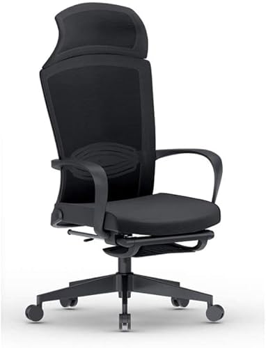 Drehbarer Bürostuhl, Drehstuhl mit weichem Sitz und ergonomischer Rückenlehne für Rückenschmerzen, einfach zu montierender Schreibtischstuhl, schwarz, geräuschlos von OATTIS