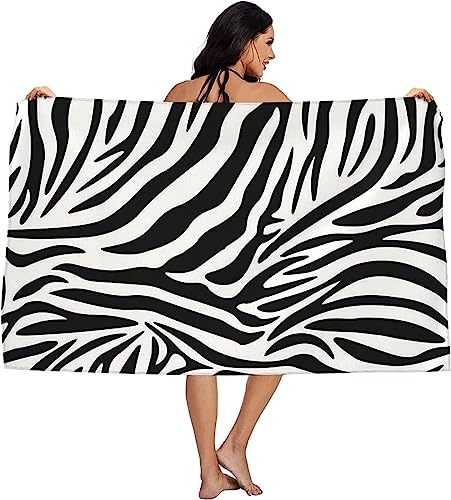 OAXACO Mikrofaser Strandtuch Zebra-Streifen Strandhandtuch groß 100x200, Tiere Badetuch Strandlaken Handtuch Sandfreie Schnell Trocknende Leichtes Saunatuch, reisehandtuch, Sporthandtuch von OAXACO