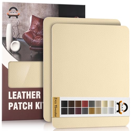 Creme Kunstleder Selbstklebend, 21 x 28 cm Leder Reparatur Set, Kunstleder Reparaturset Kit Selbstklebende Lederflicken für Möbel, Sofa, Autositze, Sessel, Taschen, Jacken von OAZ