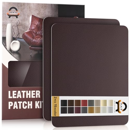 Leder Reparatur Set Dunkelbraun,OAZ Kunstleder Selbstklebend 28 x 21 cm-2er,Kunstleder Reparaturset Leder Reparatur Patch Selbstklebende Lederflicken für Autositze Möbel Sofa Taschen von OAZ
