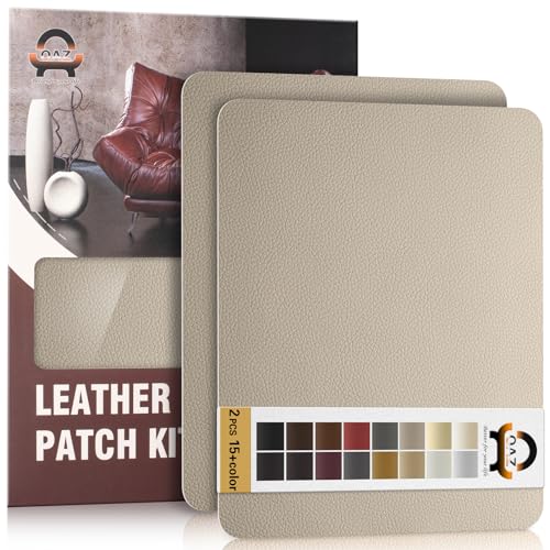 Elfenbeingrau Kunstleder Selbstklebend, 21 x 28 cm Leder Reparatur Set, Kunstleder Reparaturset Kit Selbstklebende Lederflicken für Möbel, Sofa, Autositze, Sessel, Taschen, Jacken von OAZ