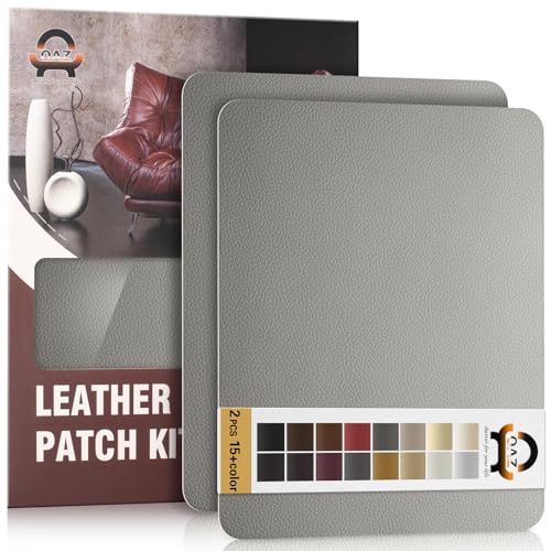 Grau Kunstleder Selbstklebend, 21 x 28 cm Leder Reparatur Set, Kunstleder Reparaturset Kit Selbstklebende Lederflicken für Möbel, Sofa, Autositze, Sessel, Taschen, Jacken von OAZ