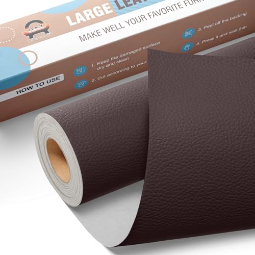 Große Kunstleder Selbstklebend 40 x 160 cm,OAZ Leder Patch Reparatur Set Selbstklebende Lederflicken für Sofas, Handtaschen, Jacken, Autositze, Möbel, Dunkelbraun von OAZ