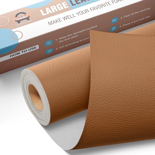 Große Kunstleder Selbstklebend 40 x 160 cm,OAZ Leder Patch Reparatur Set Selbstklebende Lederflicken für Sofas, Handtaschen, Jacken, Autositze, Möbel, Hellbraun von OAZ