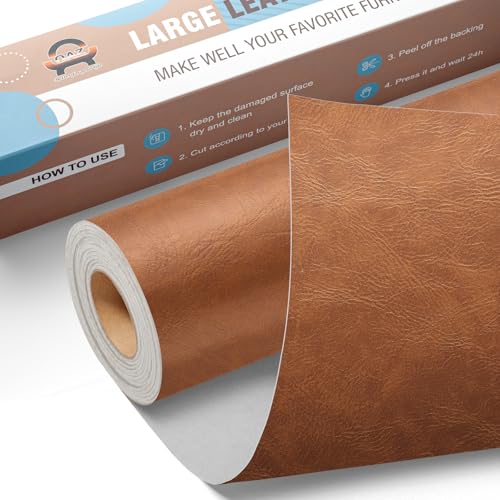 Leder Reparatur Set Neu Braun, OAZ Kunstleder Selbstklebend 40 x 80 cm, Kunstleder Reparaturset Leder Reparatur Patch Selbstklebende Lederflicken für Autositze Möbel Sofa Taschen von OAZ