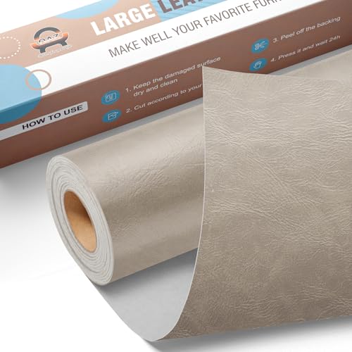 OAZ Leder Reparatur Set Neu Grau, Kunstleder Selbstklebend 40 x 80 cm, Kunstleder Reparaturset Leder Reparatur Patch Selbstklebende Lederflicken für Autositze Möbel Sofa Taschen von OAZ