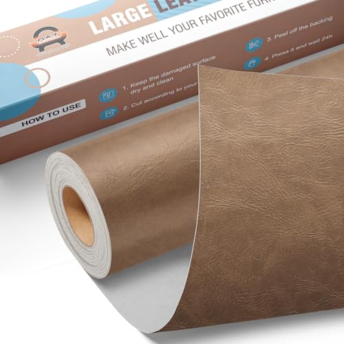 Leder Reparatur Set Neues Khaki, OAZ Kunstleder Selbstklebend 40 x 80 cm, Kunstleder Reparaturset Leder Reparatur Patch Selbstklebende Lederflicken für Autositze Möbel Sofa Taschen von OAZ