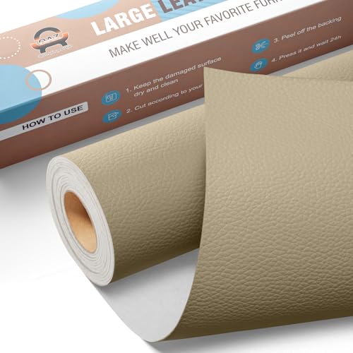 Große Kunstleder Selbstklebend Khaki, 80 x 40 cm Leder Reparatur Set Kit, Leder Patch Selbstklebend für Möbel Sessel Bürostuhl Sofa Leder Reparatur und Renovierung von OAZ