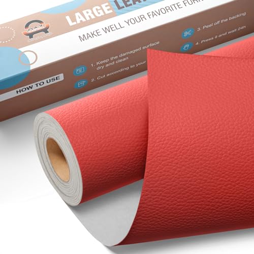 Große Kunstleder Selbstklebend Rot, 80 x 40 cm Leder Reparatur Set Kit, Leder Patch Selbstklebend für Möbel Sessel Bürostuhl Sofa Leder Reparatur und Renovierung von OAZ