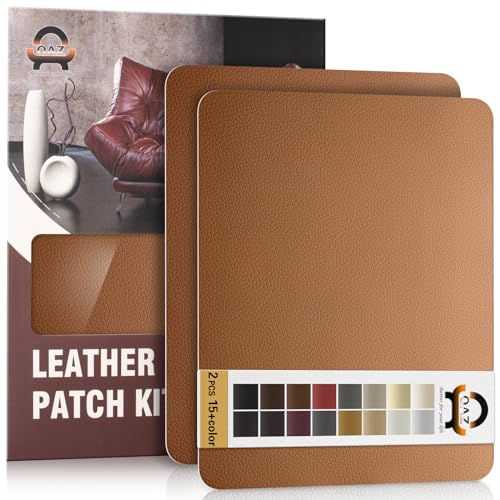 Hellbraun Kunstleder Selbstklebend, 21 x 28 cm Leder Reparatur Set, Kunstleder Reparaturset Kit Selbstklebende Lederflicken für Möbel, Sofa, Autositze, Sessel, Taschen, Jacken von OAZ