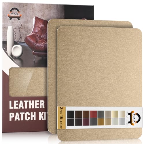 Khaki Kunstleder Selbstklebend, 21 x 28 cm Leder Reparatur Set, Kunstleder Reparaturset Kit Selbstklebende Lederflicken für Möbel, Sofa, Autositze, Sessel, Taschen, Jacken von OAZ