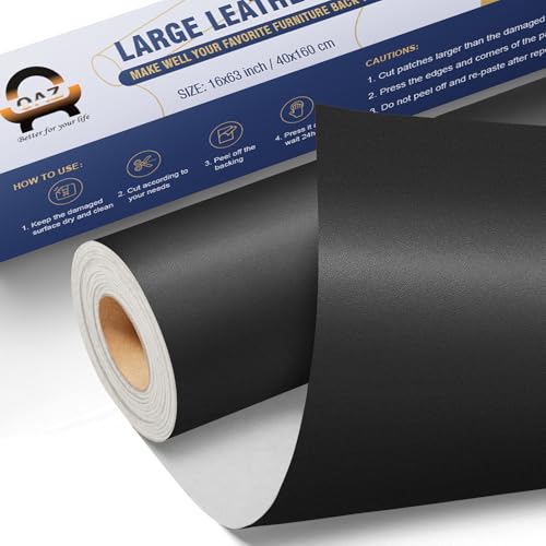 Kunstleder Selbstklebend Reparaturset, 40 x 80 cm Große Leder Reparatur Patch Set, Glatt Schwarz Leder Patch Kit Lederflicken Selbstklebend für Couch Autositz Sofa Bürostuhl Taschen Sessel Möbel von OAZ