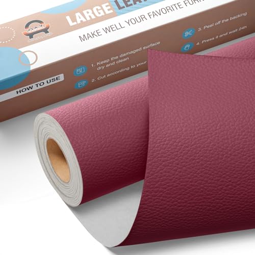 Leder Patch Kunstleder Selbstklebend Burgund, 40 x 160cm Leder Reparatur Set, Selbstklebende Lederflicken Leder Reparatur Patch Kit für Möbel, Sofa, Autositze, Taschen, Jacken, Bürostuhl von OAZ