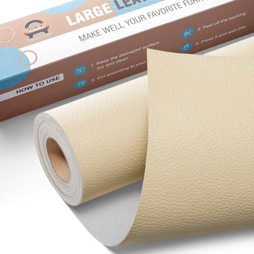 Leder Patch Kunstleder Selbstklebend Creme, 40 x 160cm Leder Reparatur Set, Selbstklebende Lederflicken Leder Reparatur Patch Kit für Möbel, Sofa, Autositze, Taschen, Jacken, Bürostuhl von OAZ