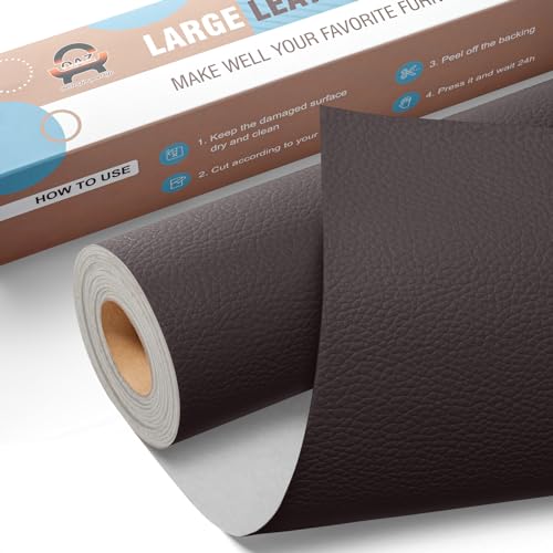 Leder Patch Kunstleder Selbstklebend Kaffee, 40 x 160cm Leder Reparatur Set, Selbstklebende Lederflicken Leder Reparatur Patch Kit für Möbel, Sofa, Autositze, Taschen, Jacken, Bürostuhl von OAZ