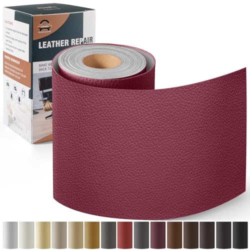 Leder Reparatur Set Burgund,OAZ Kunstleder Selbstklebend 10 x 160 cm,Kunstleder Reparaturset Leder Reparatur Patch Selbstklebende Lederflicken für Autositze Möbel Sofa Taschen von OAZ