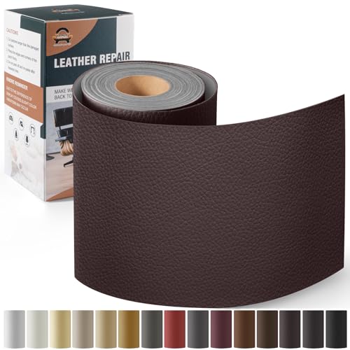 Leder Reparatur Set Dunkelbraun,OAZ Kunstleder Selbstklebend 10 x 160 cm,Kunstleder Reparaturset Leder Reparatur Patch Selbstklebende Lederflicken für Autositze Möbel Sofa Taschen von OAZ