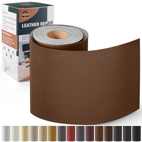 Leder Reparatur Set Karamellbraun,OAZ Kunstleder Selbstklebend 10 x 160 cm,Kunstleder Reparaturset Leder Reparatur Patch Selbstklebende Lederflicken für Autositze Möbel Sofa Taschen von OAZ