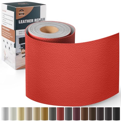 Leder Reparatur Set Rot,OAZ Kunstleder Selbstklebend 10 x 160 cm,Kunstleder Reparaturset Leder Reparatur Patch Selbstklebende Lederflicken für Autositze Möbel Sofa Taschen von OAZ