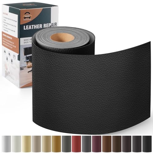 Leder Reparatur Set Schwarz,OAZ Kunstleder Selbstklebend 10 x 160 cm,Kunstleder Reparaturset Leder Reparatur Patch Selbstklebende Lederflicken für Autositze Möbel Sofa Taschen von OAZ