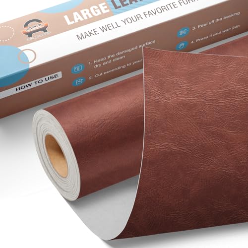 Leder Reparatur Set Neu Rotbraun, OAZ Kunstleder Selbstklebend 40 x 80 cm, Kunstleder Reparaturset Leder Reparatur Patch Selbstklebende Lederflicken für Autositze Möbel Sofa Taschen von OAZ