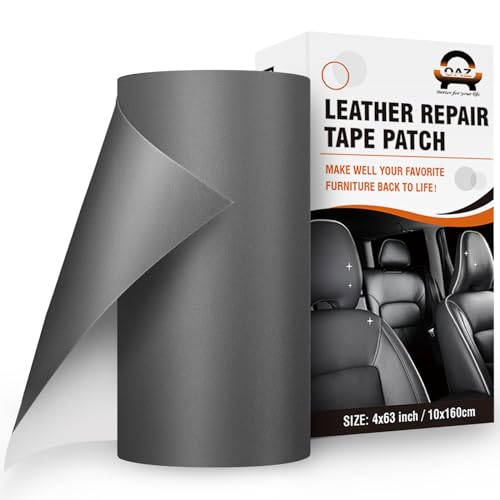 OAZ Leder Reparatur Patch, 10x160cm Lederflicken Selbstklebend Leder Reparatur Patch, für Möbel, Sofas, Autositze, Handtaschen, Jacken, Leder Renovierung, Schwarz grau von OAZ