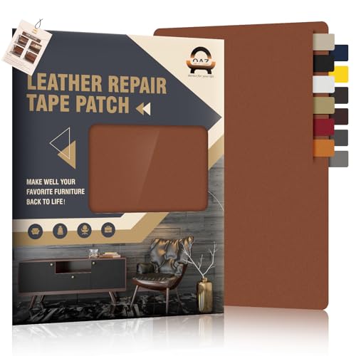 Leder Reparatur Set Braun, Kunstleder Selbstklebend 21x28cm 2 Stück, Kunstleder Reparaturset für Leder Renovierung, Autositze, Sofas, Möbel, Handtaschen, Jacken von OAZ