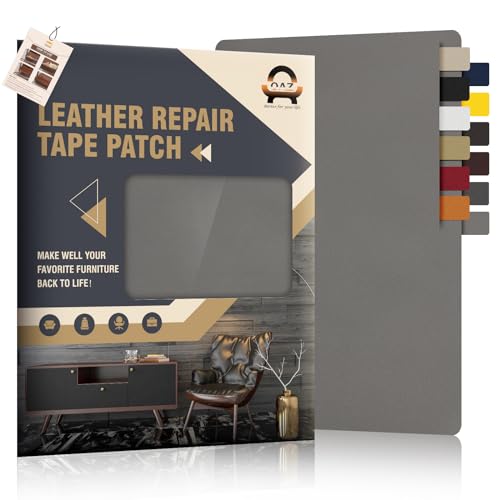 Leder Reparatur Set Grau, Kunstleder Selbstklebend 21x28cm 2 Stück, Kunstleder Reparaturset für Leder Renovierung, Autositze, Sofas, Möbel, Handtaschen, Jacken von OAZ