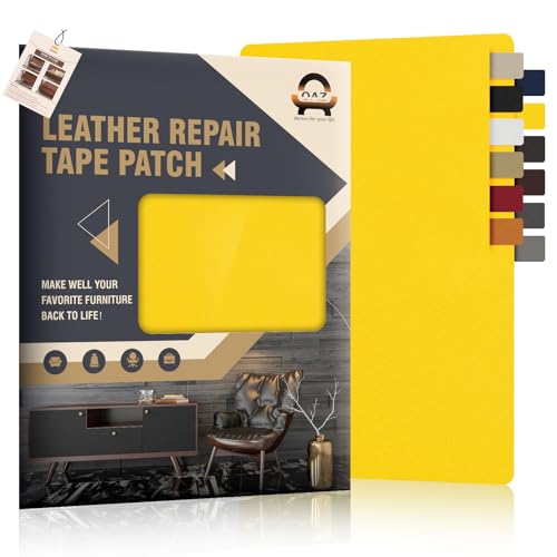 Leder Reparatur Set Gelb, Kunstleder Selbstklebend 21x28cm 2 Stück, Kunstleder Reparaturset für Leder Renovierung, Autositze, Sofas, Möbel, Handtaschen, Jacken von OAZ