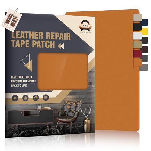 Leder Reparatur Set Hellbraun, Kunstleder Selbstklebend 21x28cm 2 Stück, Kunstleder Reparaturset für Leder Renovierung, Autositze, Sofas, Möbel, Handtaschen, Jacken von OAZ