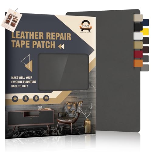 Leder Reparatur Set Schwarz grau, Kunstleder Selbstklebend 21x28cm 4 Stück, Kunstleder Reparaturset für Leder Renovierung, Autositze, Sofas, Möbel, Handtaschen, Jacken von OAZ