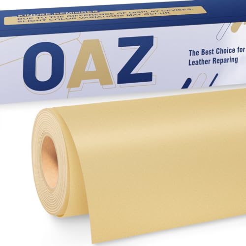 OAZ Kunstleder Selbstklebend Leder,40 x 80 cm Lederflicken Selbstklebende Leder Reparatur Set Patch Kit für Sofa, Autositze, Möbel, Couch, Bürostuhl, Jacken, Handtaschen, Gelbbeige von OAZ