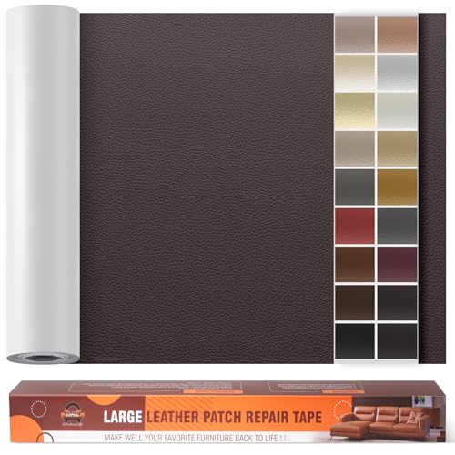 Kunstleder Selbstklebend Leder Reparatur Set, 60 x 300 cm Lederflicken Selbstklebend Leder Flicken Patch Kit für Autositze, Sofa, Jacken, Taschen, Bürostuhl, Motorradsitze (Kaffee) von OAZ