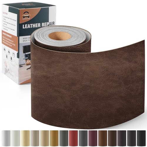 OAZ Leder Reparatur Set Neuer Kaffee, Kunstleder Selbstklebend 10 x 160 cm, Kunstleder Reparaturset Leder Reparatur Patch Selbstklebende Lederflicken für Autositze Möbel Sofa Taschen von OAZ