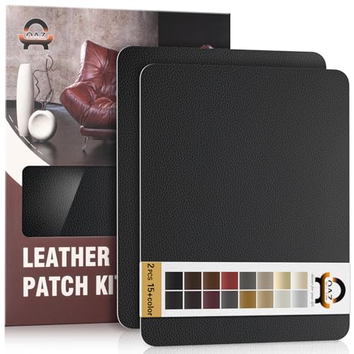 Schwarz Kunstleder Selbstklebend, 21 x 28 cm Leder Reparatur Set, Kunstleder Reparaturset Kit Selbstklebende Lederflicken für Möbel, Sofa, Autositze, Sessel, Taschen, Jacken von OAZ