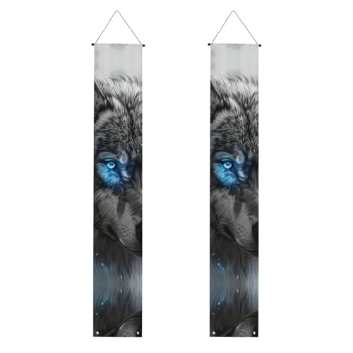 Blaue Augen, Wolf-Druck, mehrere Anlässe, zum Aufhängen, Banner, Dekoration, Feiern, Abschlussfeier, Partyzubehör von OAZCVBNN