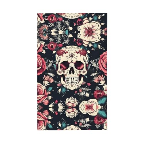 Blumen-Totenkopf-Ornament-Muster, für den Außenbereich, dekorative Flagge, für alle Jahreszeiten, einseitiges Muster, Hof, Veranda, Terrasse von OAZCVBNN