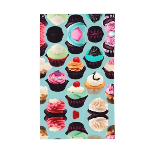 Bunte Cupcakes Druck Outdoor dekorative Flagge Display alle Jahreszeiten einseitiges Muster Hof, Veranda, Terrasse von OAZCVBNN