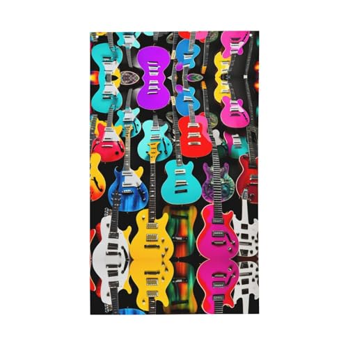 Bunte Gitarren-Druck, für den Außenbereich, dekorative Flagge, für alle Jahreszeiten, einseitiges Muster, Hof, Veranda, Terrasse von OAZCVBNN