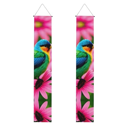 Buntes Blumen- und Vogel-Druck, für mehrere Anlässe, zum Aufhängen überall, Banner, Dekoration, Feiern, Partyzubehör von OAZCVBNN