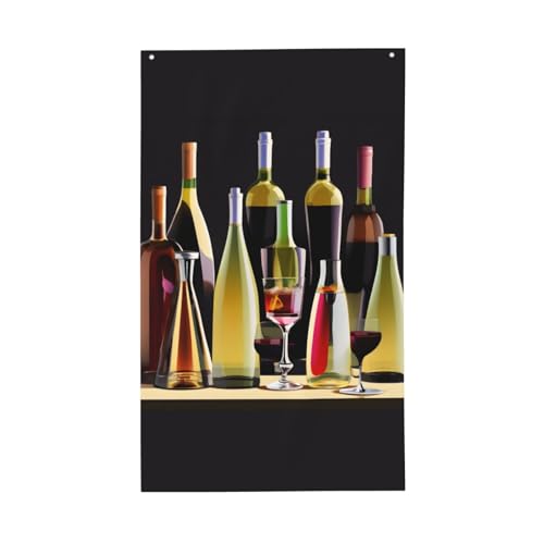 Cocktailgläser und Weinflaschen Druck Outdoor dekorative Flagge Display alle Jahreszeiten einseitiges Muster Hof Veranda Terrasse von OAZCVBNN