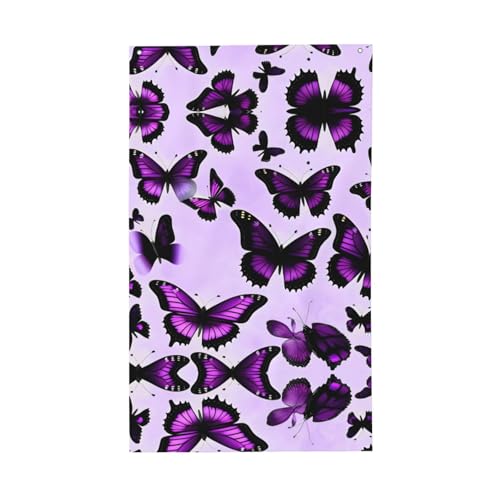 Dekorative Flagge für den Außenbereich, violette Schmetterlinge, für alle Jahreszeiten, einseitiges Muster, Hof, Veranda, Terrasse von OAZCVBNN