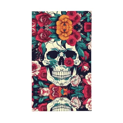 Dekorative Flagge mit Blumen, Totenkopf, für den Außenbereich, für alle Jahreszeiten, einseitiges Muster, Hof, Veranda, Terrasse von OAZCVBNN