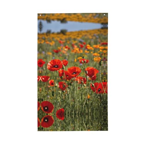 Dekorative Flagge mit Mohnblumen-Druck, für den Außenbereich, für alle Jahreszeiten, einseitiges Muster, Hof, Veranda, Terrasse von OAZCVBNN