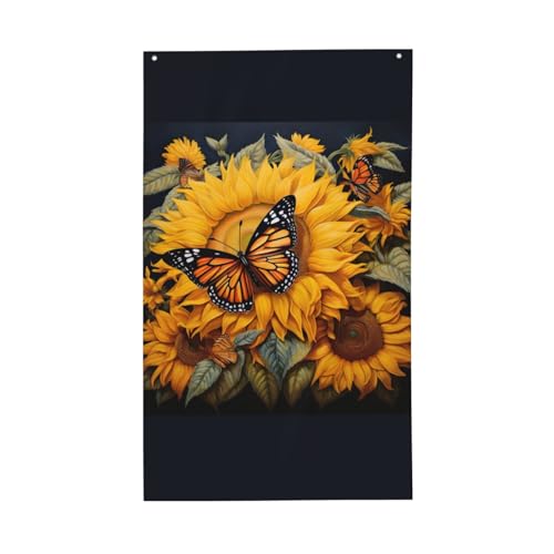 Dekorative Flagge mit Sonnenblumen-Schmetterlings-Druck, für alle Jahreszeiten, einseitiges Muster, Hof, Veranda, Terrasse Dekorative Flagge mit Sonnenblumen-Schmetterlings-Druck, für alle Jahreszeiten, einseitiges Muster, Hof, Veranda, Terrasse von OAZCVBNN