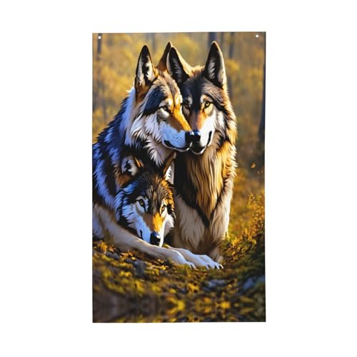 Dekorative Flagge mit Wolfs-Druck, für alle Jahreszeiten, einseitiges Muster, Hof, Veranda, Terrasse Dekorative Flagge mit Wolfs-Druck, für alle Jahreszeiten, einseitiges Muster, Hof, Veranda, Terrasse von OAZCVBNN