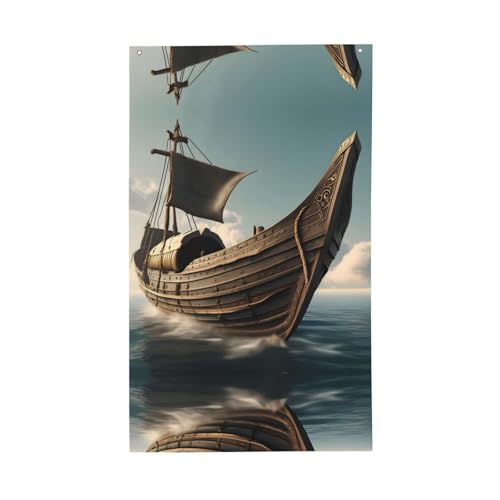 Dekorative Flagge mit altem Wikinger-Boot-Druck, für den Außenbereich, für alle Jahreszeiten, einseitiges Muster, Hof, Veranda, Terrasse Dekorative Flagge mit altem Wikinger-Boot-Druck, für den Außenbereich, für alle Jahreszeiten, einseitiges Muster, Hof, Veranda, Terrasse von OAZCVBNN