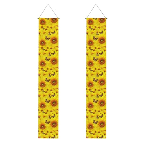 Gelbe Blumen und Schmetterlinge, bedruckt für mehrere Anlässe, zum Aufhängen an jedem Ort, Banner, Dekoration, Feiern, Abschlussfeier, Partyzubehör von OAZCVBNN