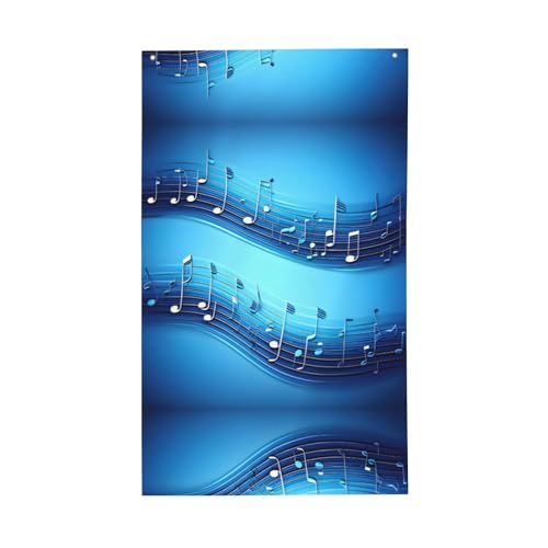 Himmelblaue Musiknoten-Druck, für den Außenbereich, dekorative Flagge, für alle Jahreszeiten, einseitiges Muster, Hof, Veranda, Terrasse von OAZCVBNN