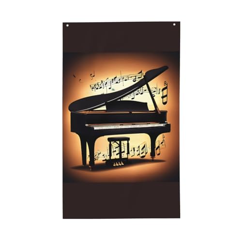 Klavier Violine und Musiknoten Druck Outdoor Dekorative Flagge Display Alle Jahreszeiten Einseitiges Muster Hof Veranda Terrasse von OAZCVBNN